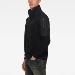 NWT G-STAR RAW Men's Dark Black Tech Fleece Funnel Neck Pullover Sweater